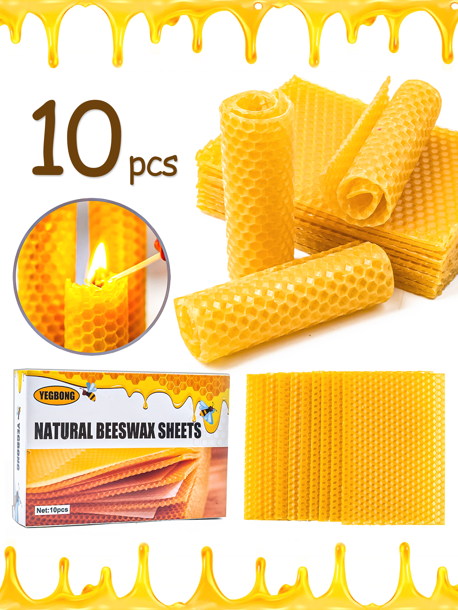 Candle Supplies Wholesale - 10Pcs Natural Honeycomb Bee Wax Sheets